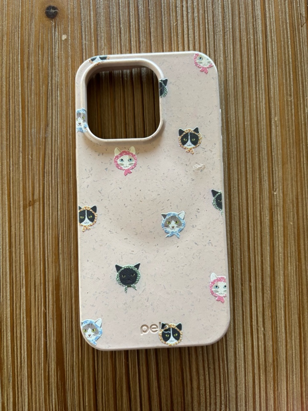 Cute Cat-Print Eco Phone Case for iPhone - tan